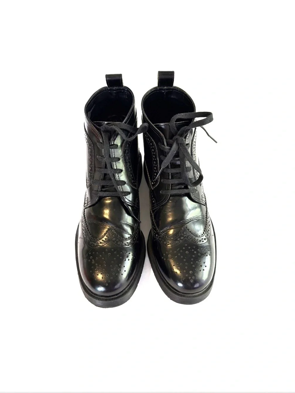 Kurt Geiger Halston Brogue Black Leather Wingtip Boots Men Size 9 / 42